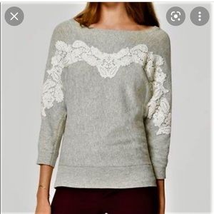 🩷 LOFT Gray Lace Sweater